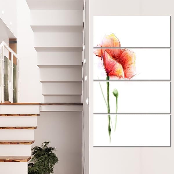 Red Poppy Flower with Large Petals - Large Flower Canvas Wall Art