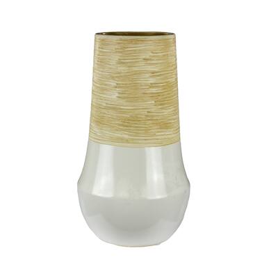 Ceramic Vase, Beige/White
