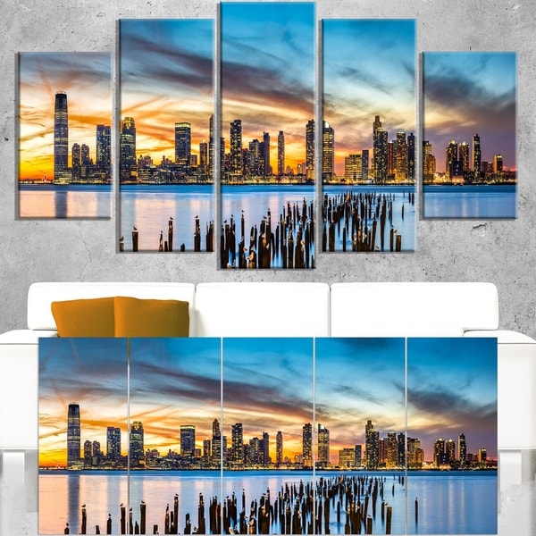 Jersey City Panorama at Sunset - Cityscape Canvas print