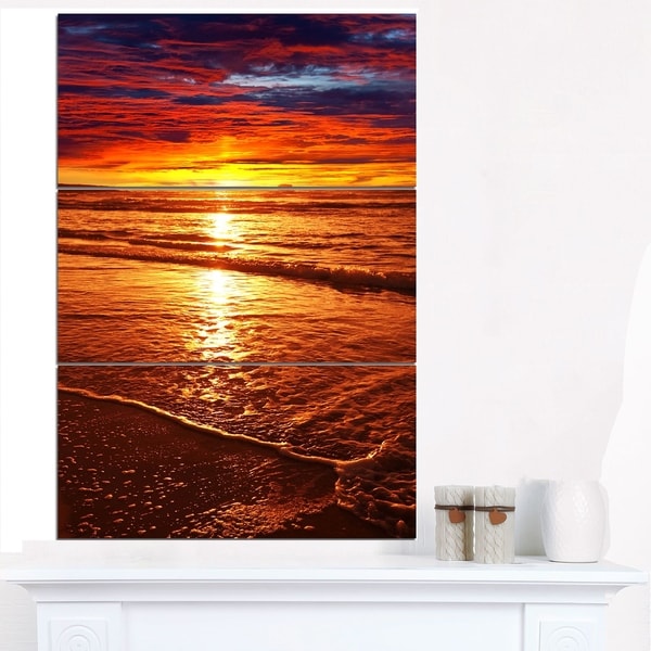 Colorful Sunset Mirrored in Waters - Modern Beach Canvas Art Print