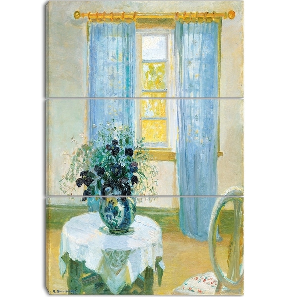 Design Art 'Anna Ancher - Interior with Clematis' Canvas Art Print - 32Wx26H Inches - 3 Panels
