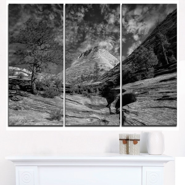 Layers of Red Rock Gray with Clouds - Landscape Art Canvas Print
