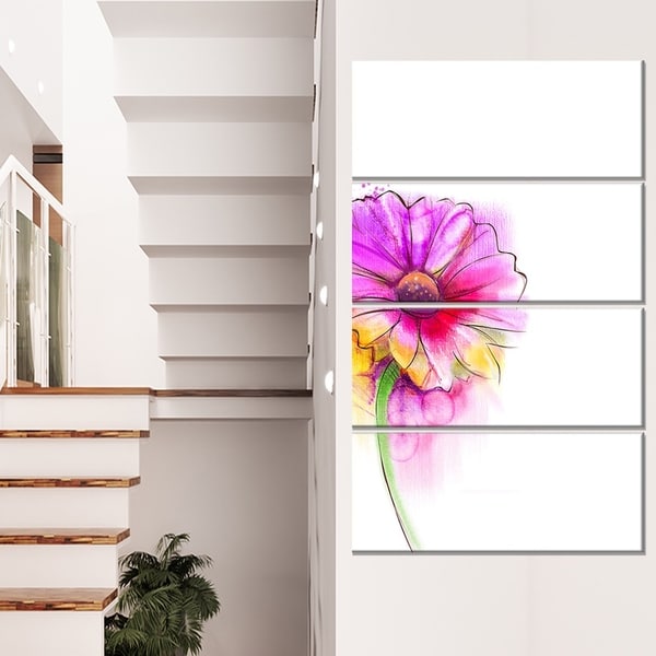 Purple Yellow Gerbera Flower - Large Flower Canvas Wall Art