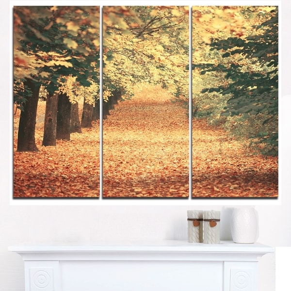 Autumn Forest with Walking Path - Modern Forest Canvas Wall Art