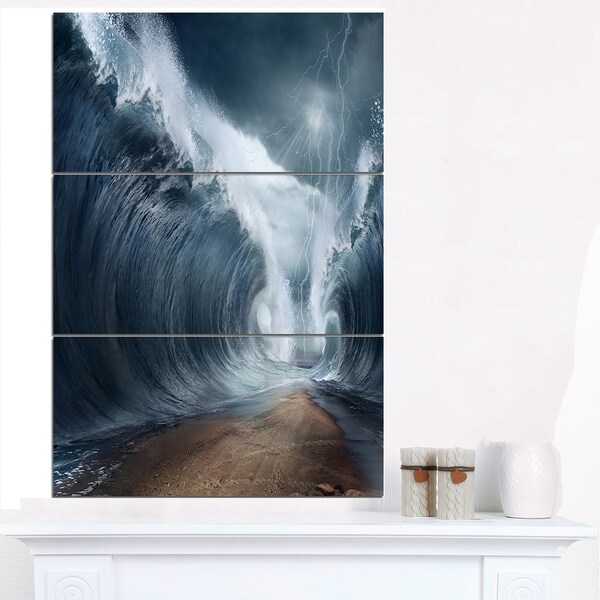 Waves over the Parted Sea Path - Large Seashore Canvas Print