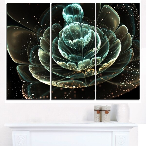 Fractal Flower Light Green Digital Art - Large Floral Canvas Art Print