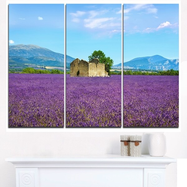 Old House and Tree in Lavender Field - Oversized Landscape Wall Art Print