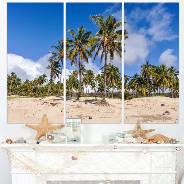 Anakena Beach in Easter Island - Seashore Canvas Wall Artwork