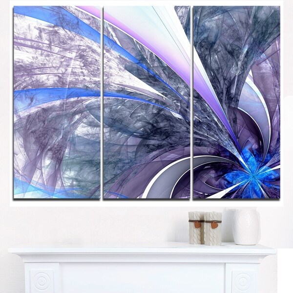 Bright Blue Fractal Flower Design - Modern Floral Canvas Wall Art
