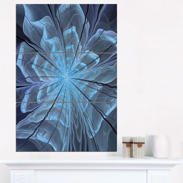 Soft Blue Fractal Flower with Large Petals - Modern Floral Canvas Wall Art