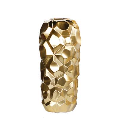 Faceted Ceramic Vase,Matte Gold