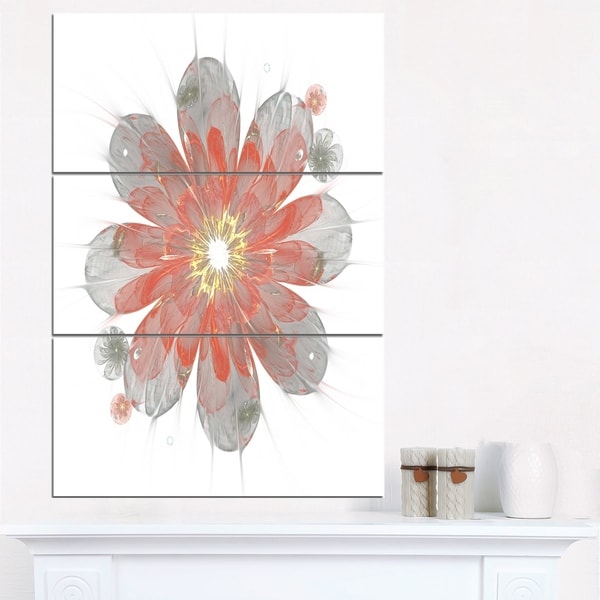 Simple Red and White Fractal Flower - Floral Canvas Artwork Print