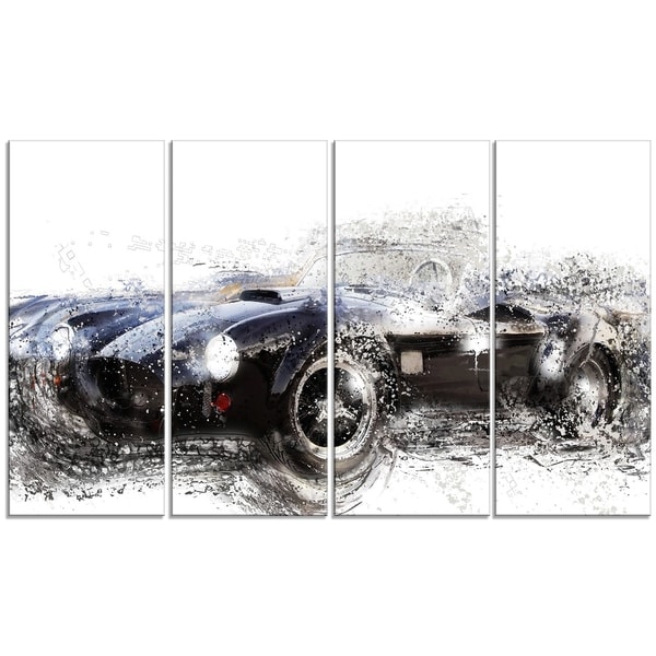 Black Roadster Convertible' 4-piece Gallery-wrapped Canvas