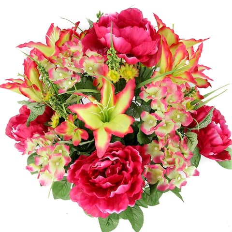 24-stem Faux Tiger Lily and Peony Mixed Bouquet