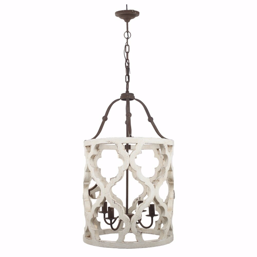 Joliette 4-Light Wood Chandelier, White - Chandeliers For Bedrooms by Overstock.com