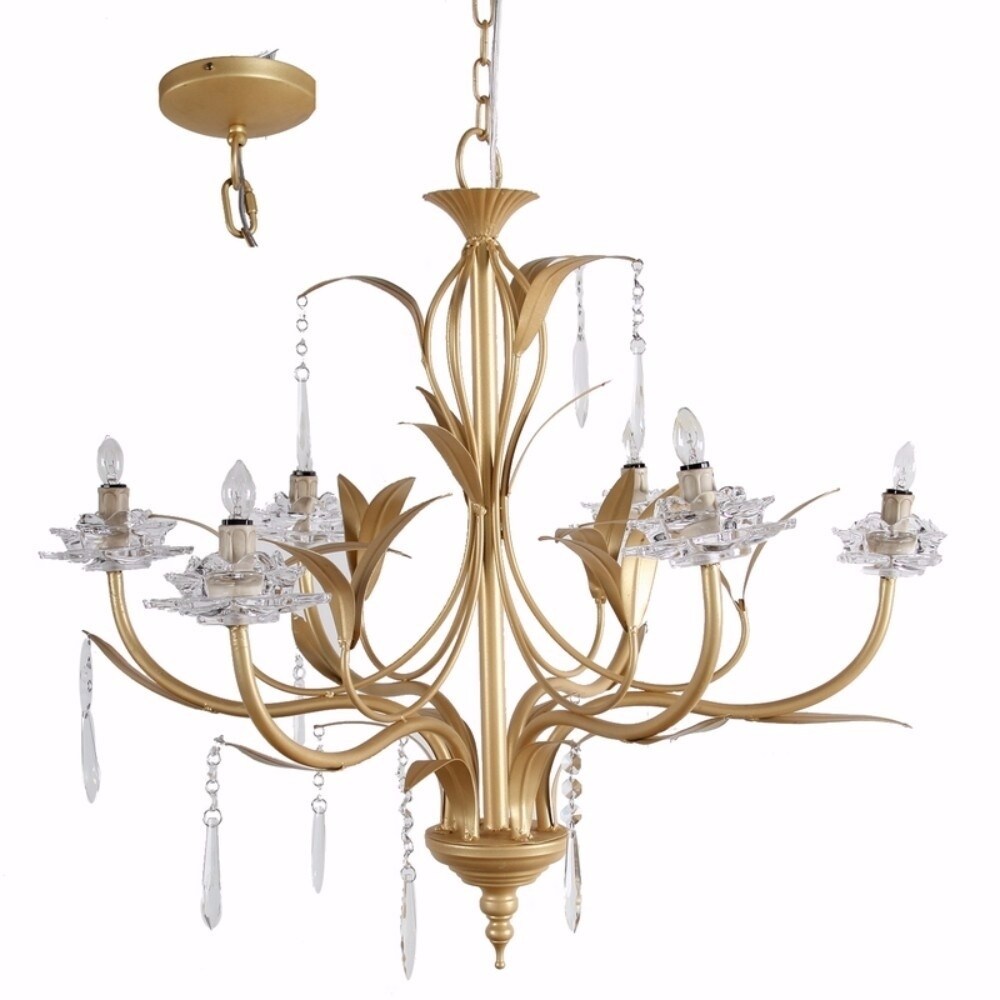 Glamorous Nature Inspired 6- Light Chandelier, Gold and Clear - Chandeliers For Bedrooms by Overstock.com