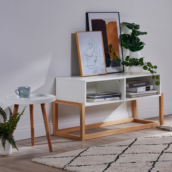 Versanora - Creativo Stylish TV Stand - White/Natural