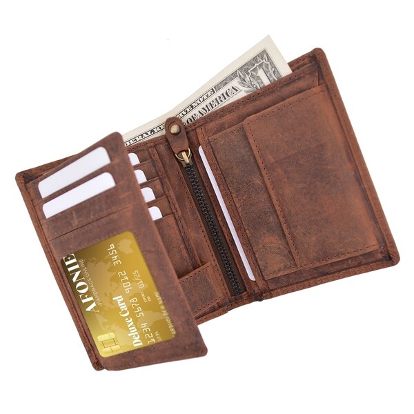 Castello Premium Italian Vacchetta Leather Front Pocket Card Wallet w/RFID Security 