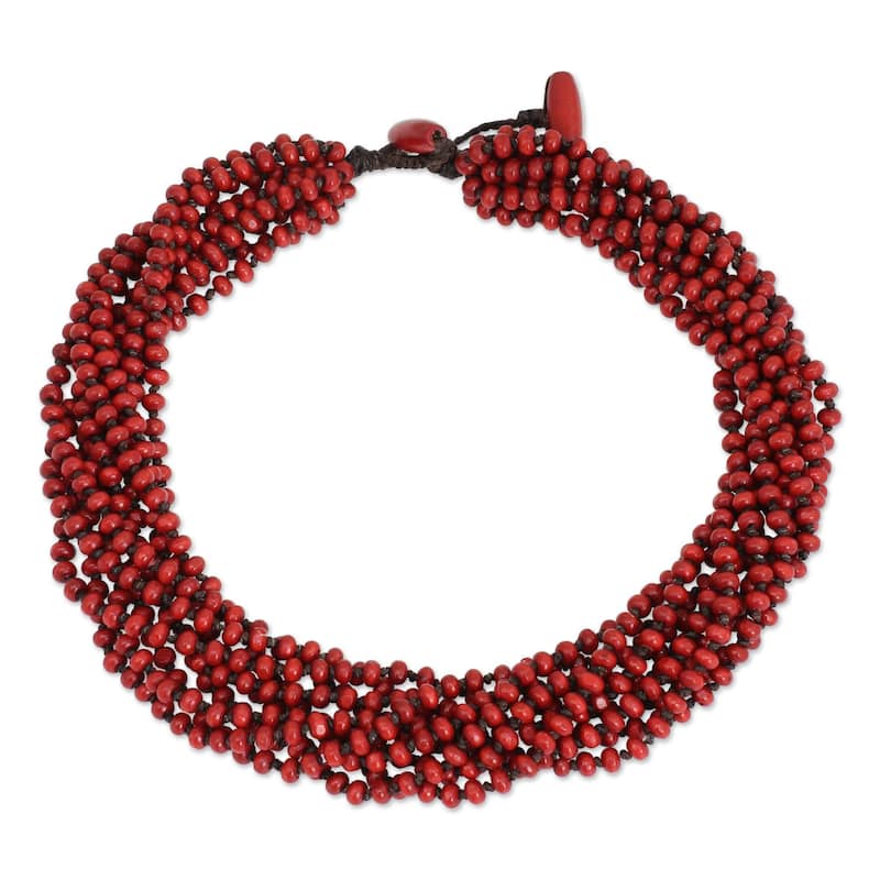 NOVICA Handmade Littleleaf Wood 'Bangkok Belle' Necklace (Thailand) - 19" min L - x 20.5" max L x 1" W