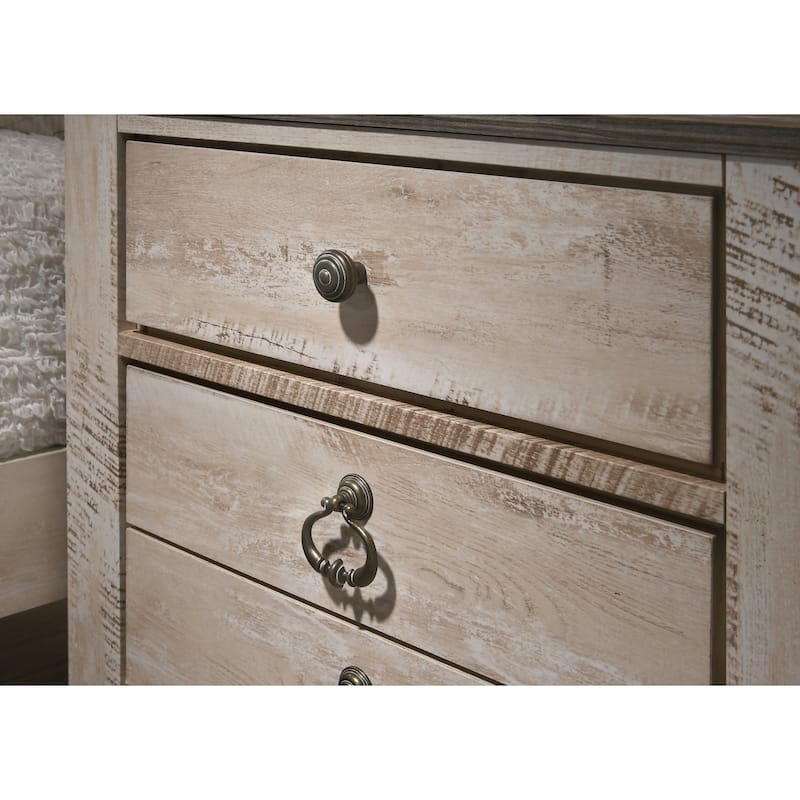 Roundhill Furniture Imerland Contemporary White Wash Finish 3-drawer Nightstand