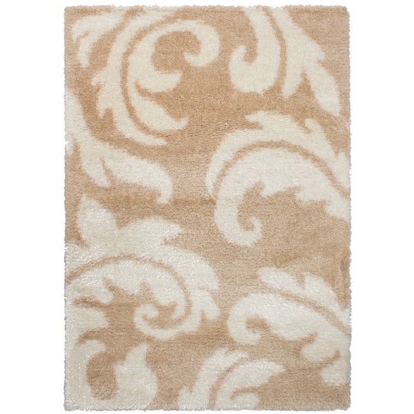 eCarpetGalley Soho Beige, Cream Polypropylene Shag - 6'7 x 9'6
