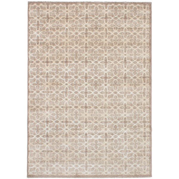 eCarpetGalley Soho Brown, Cream Polypropylene Shag - 6'7 x 9'6