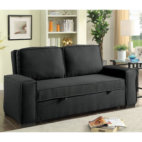 Furniture of America Juff Contemporary Grey Linen Fabric Futon Sofa