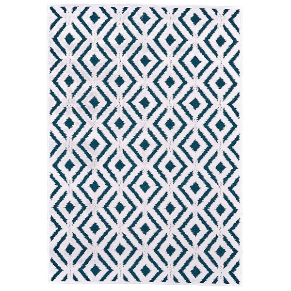Grand Bazaar Qazi Teal/ White Wool Rug - 1'9" x 2'10"