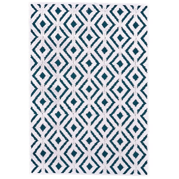 Grand Bazaar Qazi Teal/ White Wool Rug - 7'6" x 10'6"