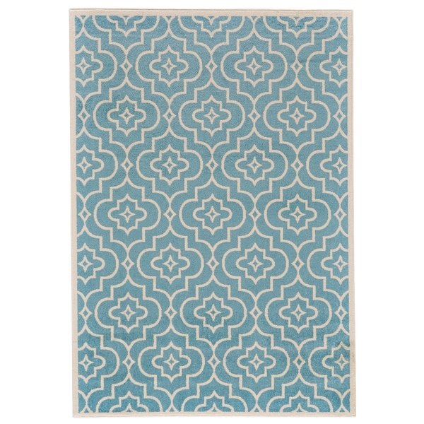 Grand Bazaar Burley Cotton/ Aqua Wool Rug (5'-3 X 7'-6) - 5'3" x 7'6"