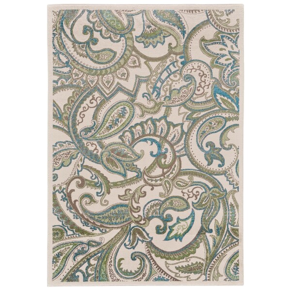 Grand Bazaar Burley Cotton/ Turquoise Wool Rug (5'-3 X 7'-6) - 5'3" x 7'6"