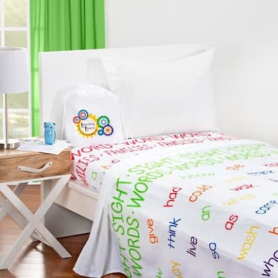 Learning Linens - Word Families Educational Sheet Set with Flashlight and Activity Cards