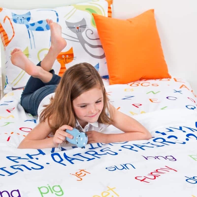 Learning Linens - ABCs Educational Sheet Set with Flashlight and Activity Cards