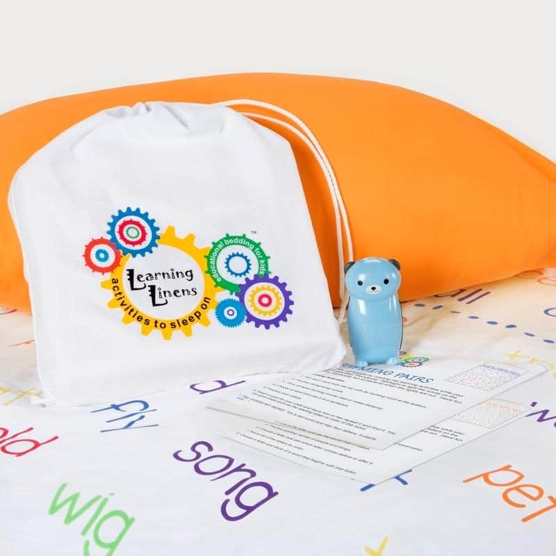 Learning Linens - ABCs Educational Sheet Set with Flashlight and Activity Cards