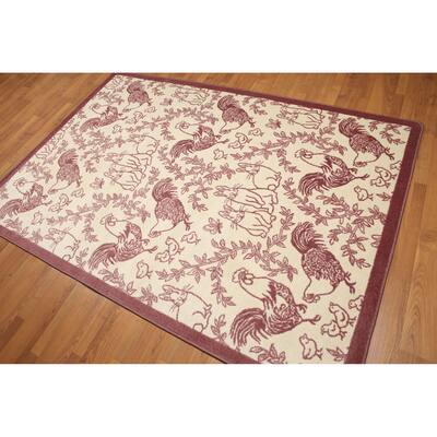 Contemporary Farmhouse Indoor Outdoor Turkish Dhurry Rug - Beige/Plum - 5' x 8'