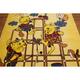 Playground Print Kids Room Nursery Machine Made Modern Rug - Mustard 