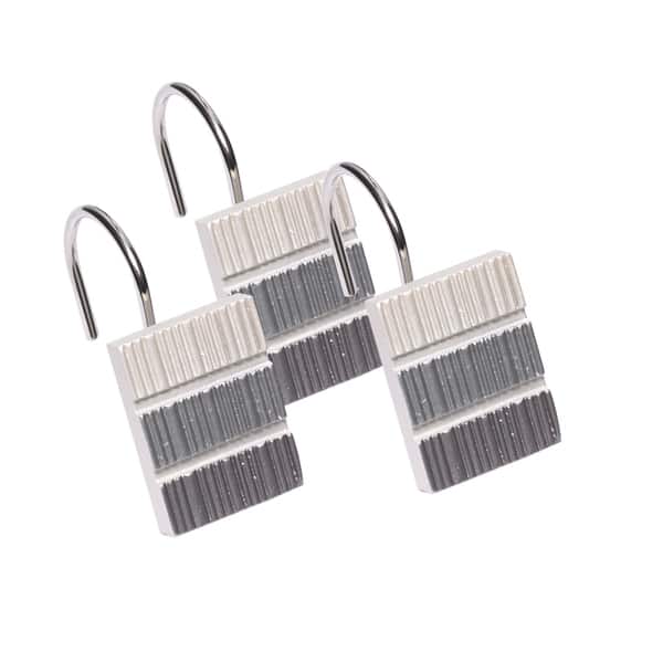Modern Striped Shower Curtain Hooks- Set of 12, Sweet Home Collection