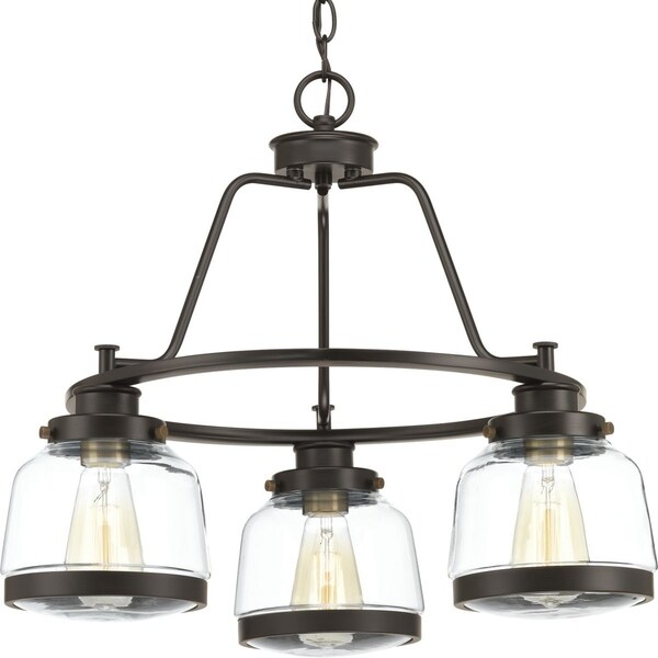 Progress Lighting Judson Brown Steel Glass 3-light Chandelier