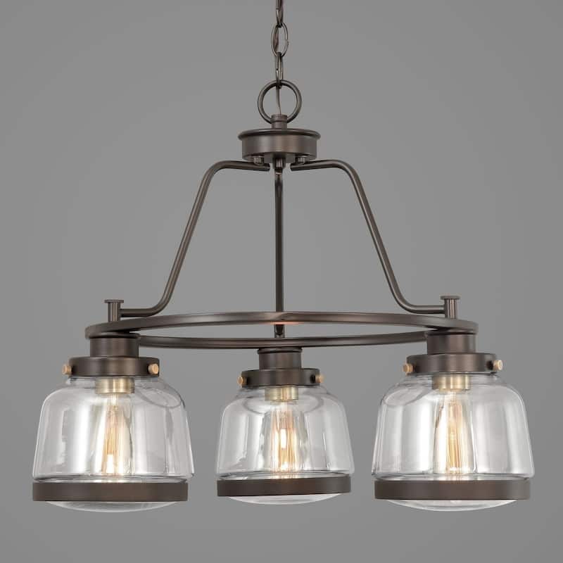 Judson Collection 3-Light Antique Bronze Clear Glass Farmhouse Chandelier Light - N/A