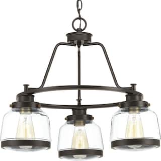 Judson Collection 3-Light Antique Bronze Clear Glass Farmhouse Chandelier Light - N/A