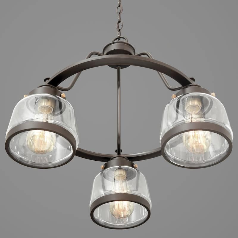 Judson Collection 3-Light Antique Bronze Clear Glass Farmhouse Chandelier Light - N/A