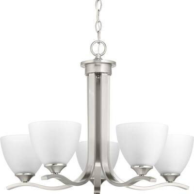 Laird Collection 5-Light Brushed Nickel Etched Glass Traditional Chandelier Light - N/A