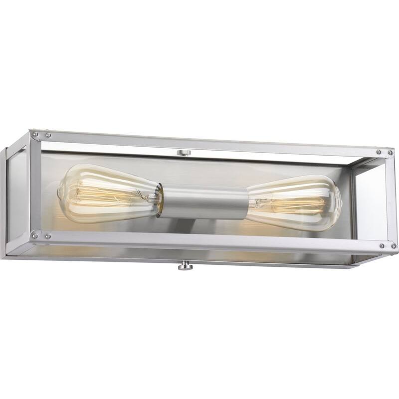 Union Square Collection 2-Light Stainless Steel Clear Glass Coastal Bath Vanity Light