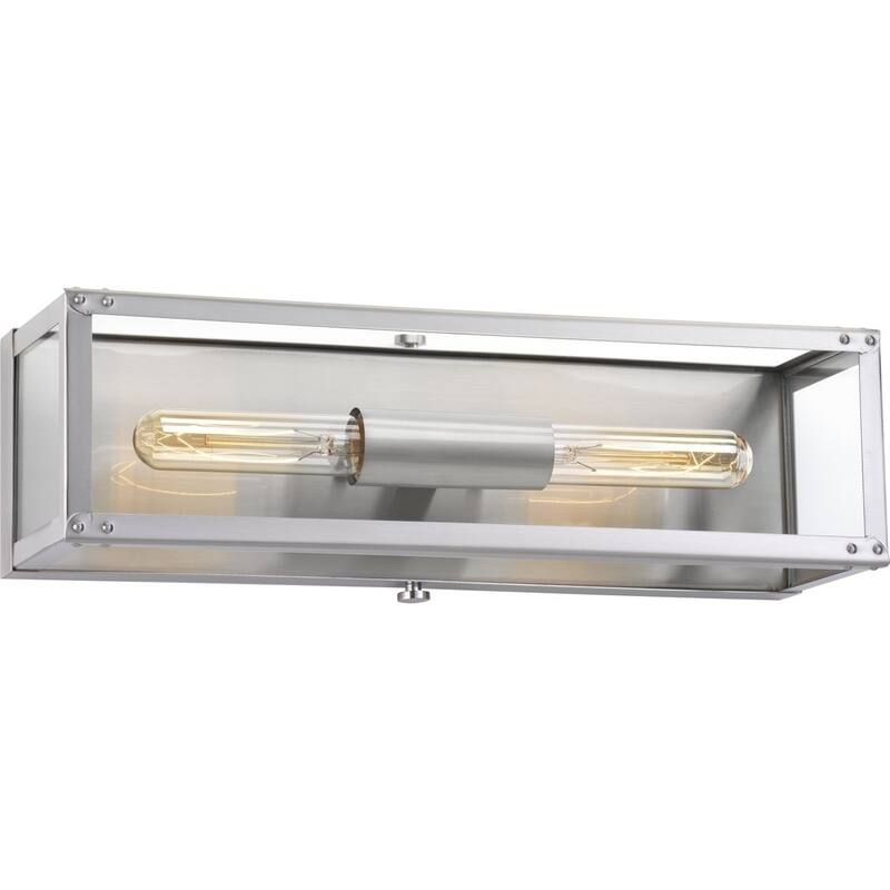 Union Square Collection 2-Light Stainless Steel Clear Glass Coastal Bath Vanity Light