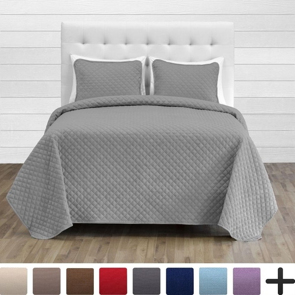Coverlet Set + Microfiber Sheet Set - Diamond Stitched Lightweight Bedspread - Ultra-Soft Microfiber Sheet Set