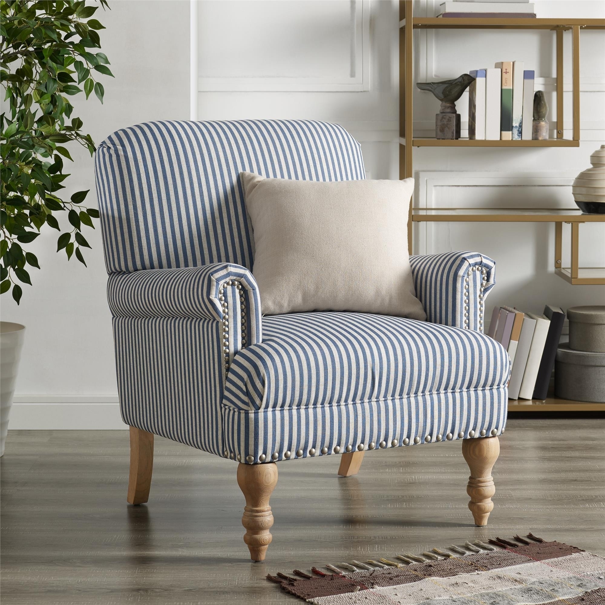 Copper Grove Tarnovo Blue Striped Accent Chair On Sale