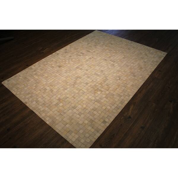 Shop Multi Off White Hair On Hide Leather Rug With Felt Backing