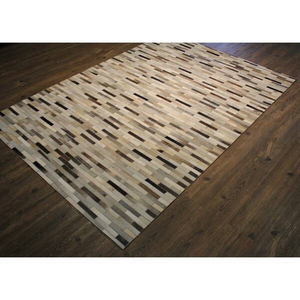 Silver Hide Handmade with Real Hair-On Leather - 5' x 7'