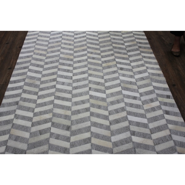 Silver Hide Handmade with Real Hair-On Leather - 5' x 7'