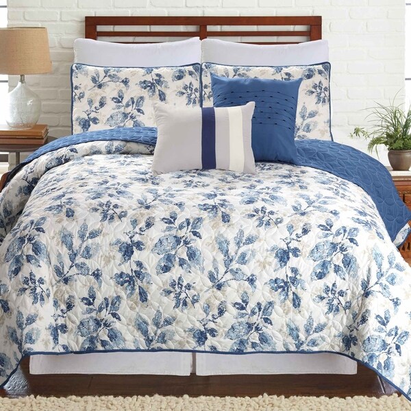 Amrapur Overseas Venetian Leaves 5-piece Printed Reversible Quilt Set